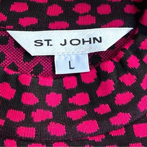 NWOT St. John Santana Knit Pink Black Animal Print Sleeveless Shell Tank Top L - Picture 5 of 11